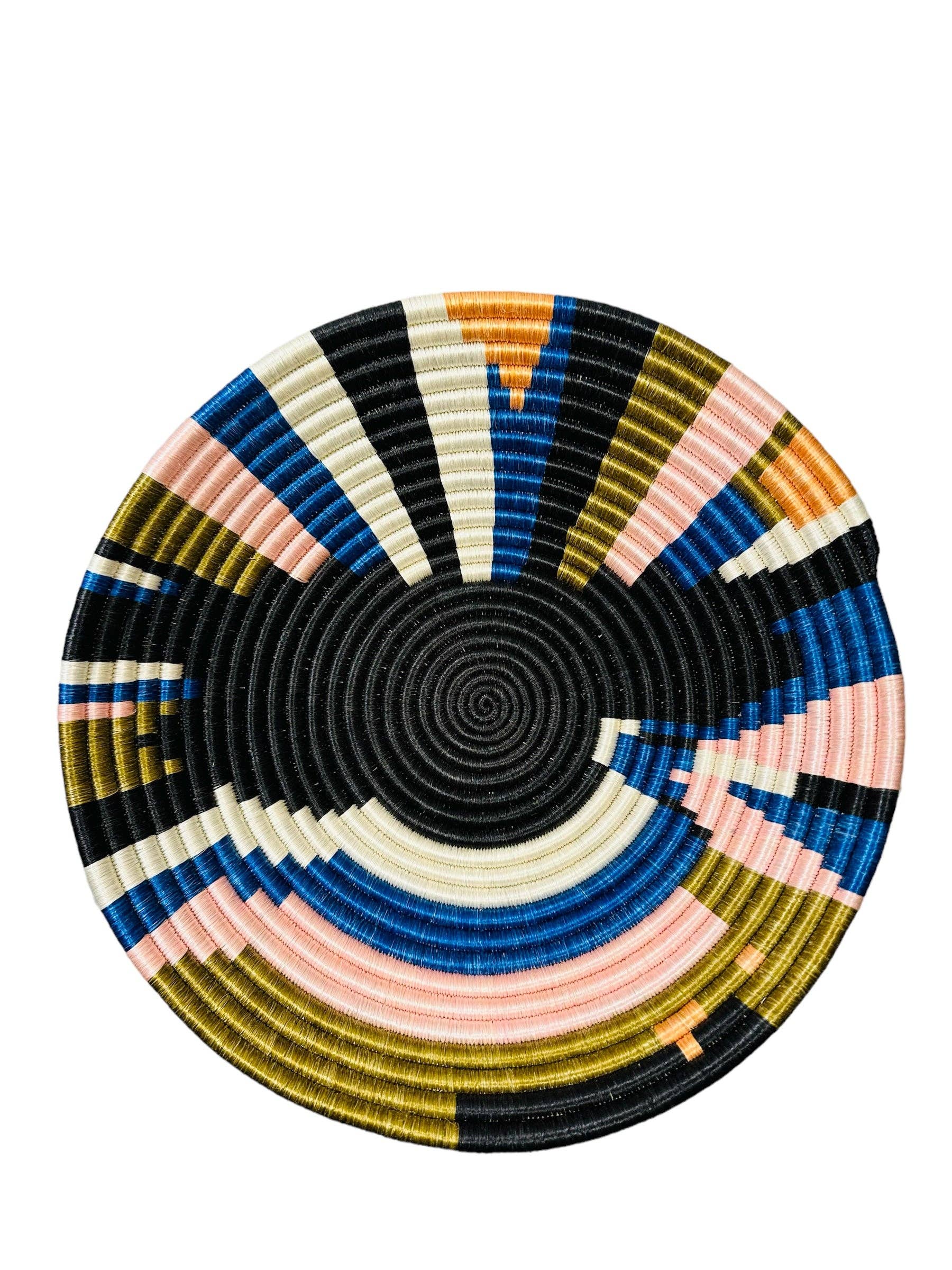 African Basket Rwanda Woven Basket Geo Color Plateau
