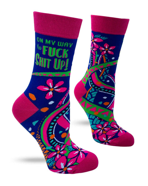 8607. On My Way to Fuck Shit Up Women's Crew Socks