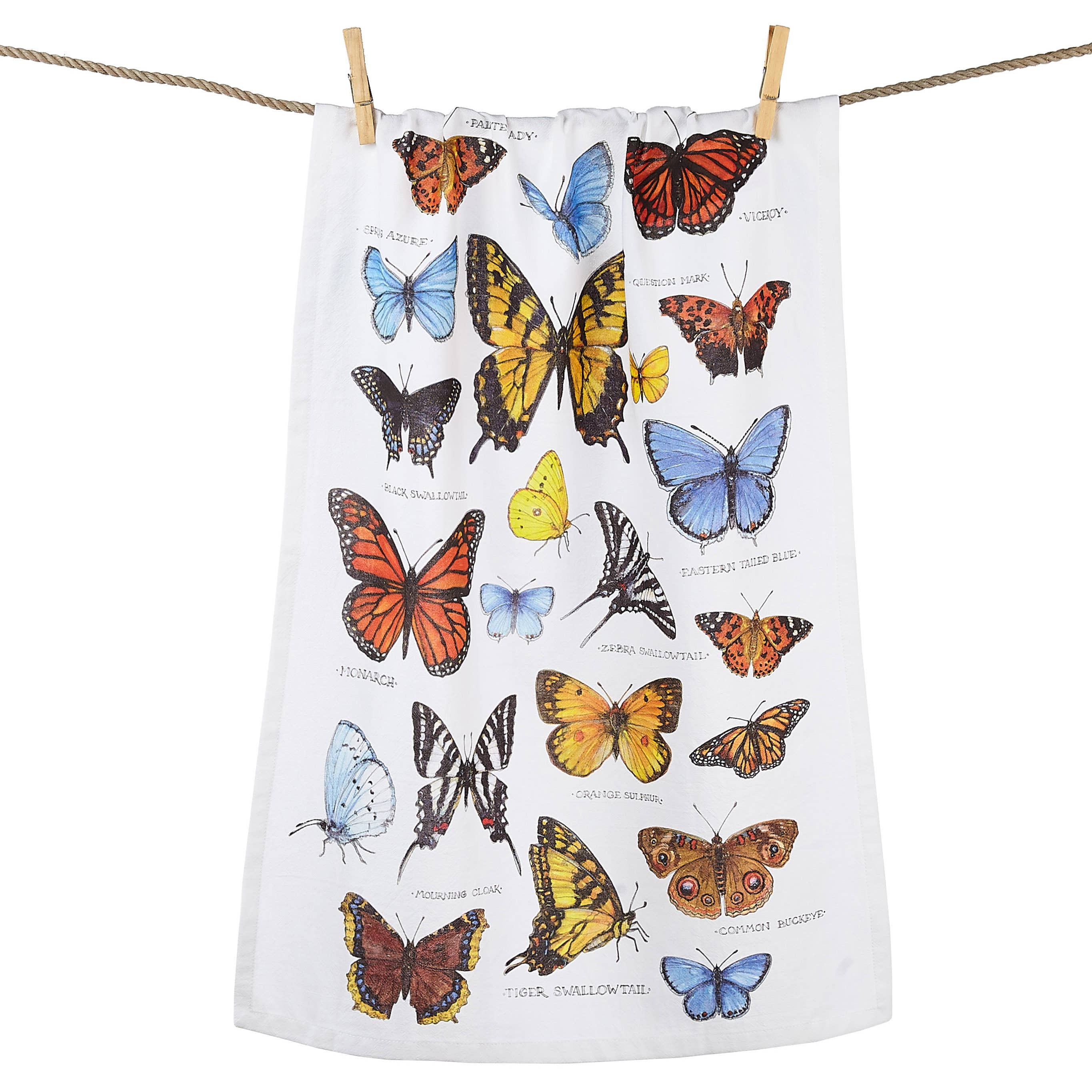 7655. Field Guide Butterflies Printed Kitchen Towel - Sally Eckman Roberts