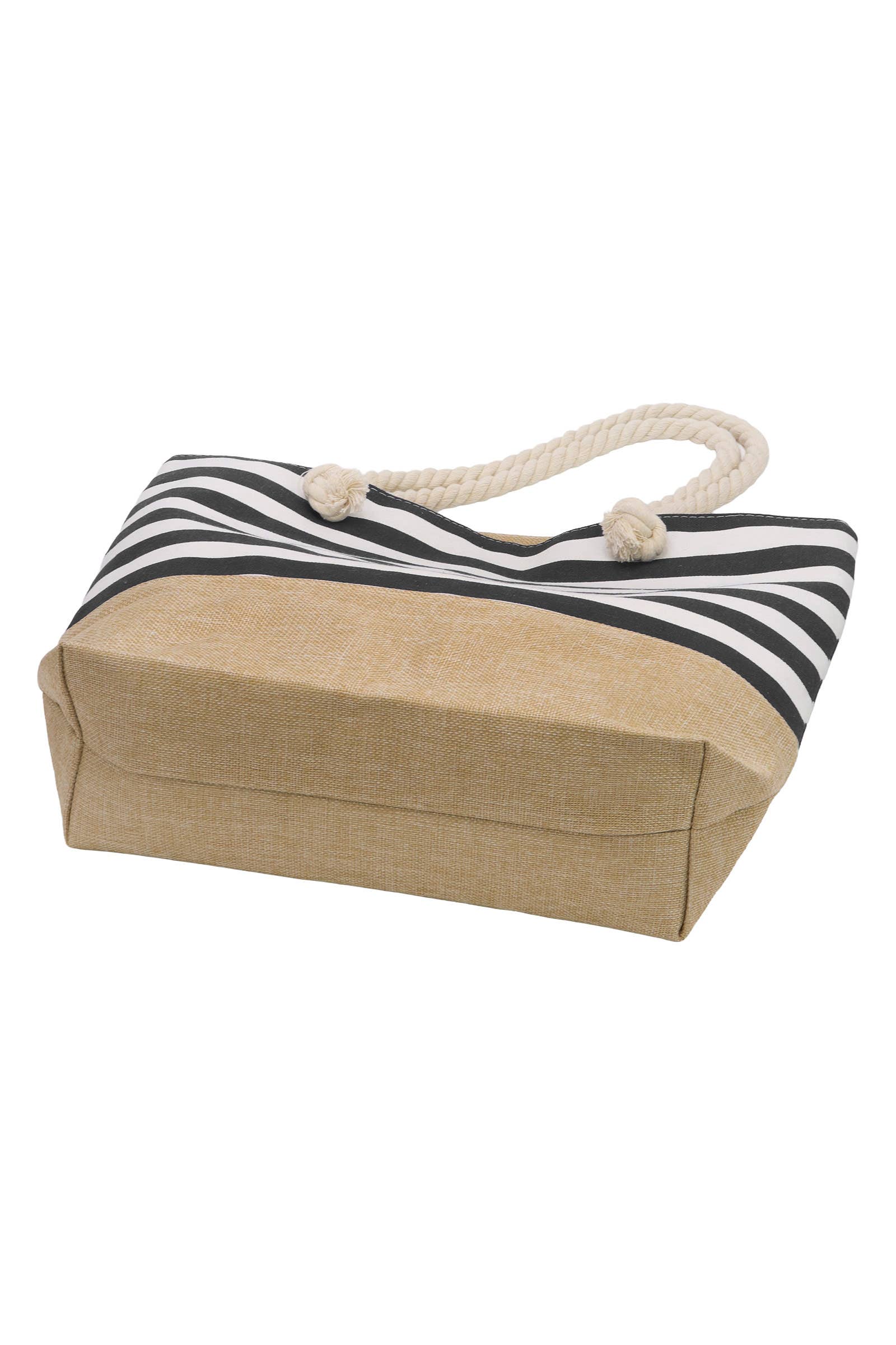 6208. Nautical Harbor Stripe Rope Handle Tote Bag