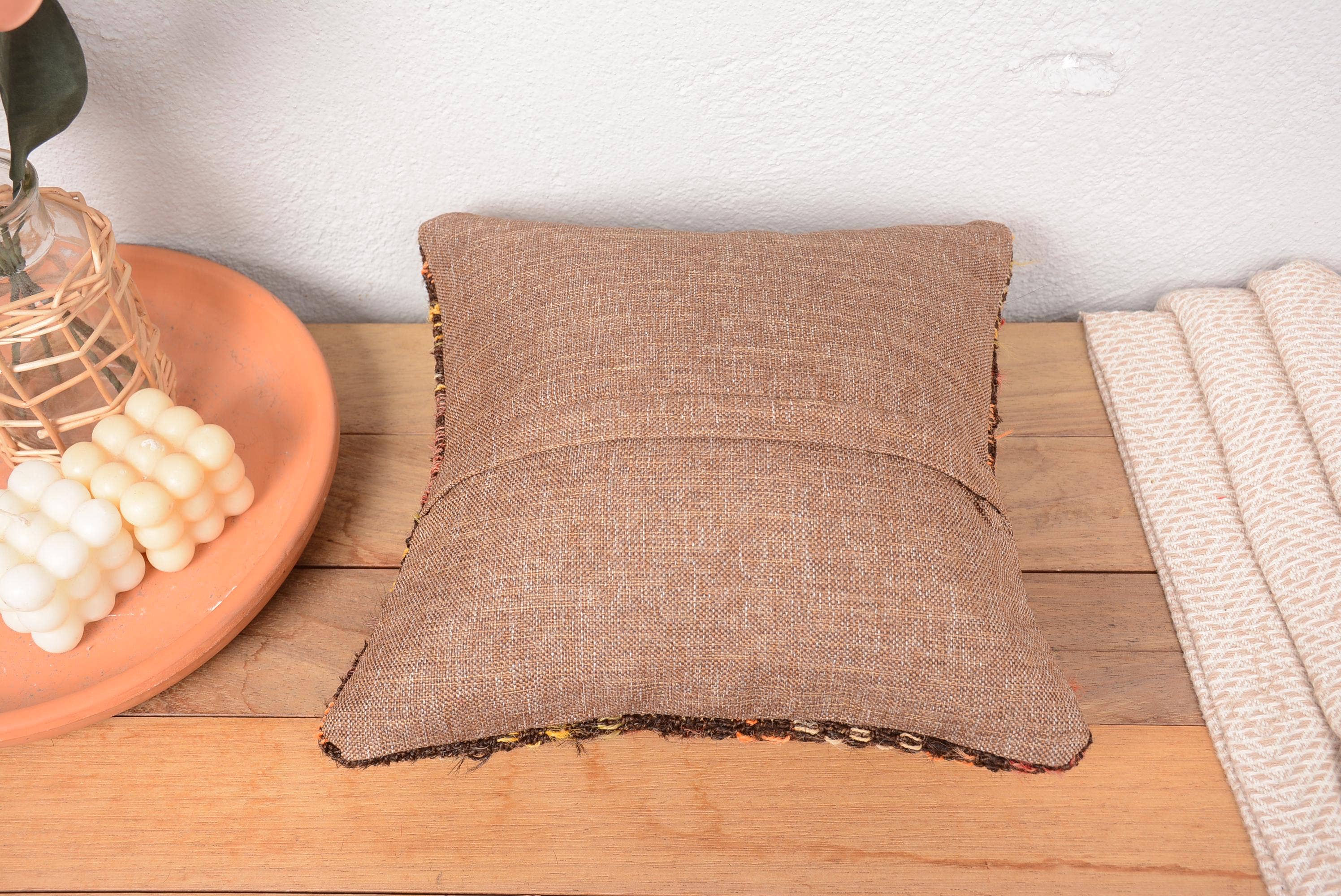 Vintage Turkish Kilim Throw Pillow Cover 12x12