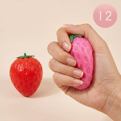 12PCS - Strawberry Squeeze Squishy Stress Relief Toy