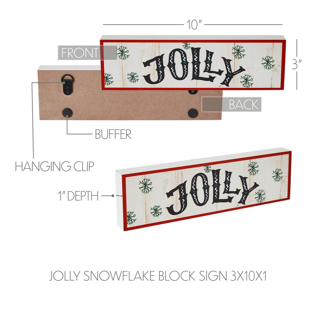 Jolly Christmas Block Sign 3x10