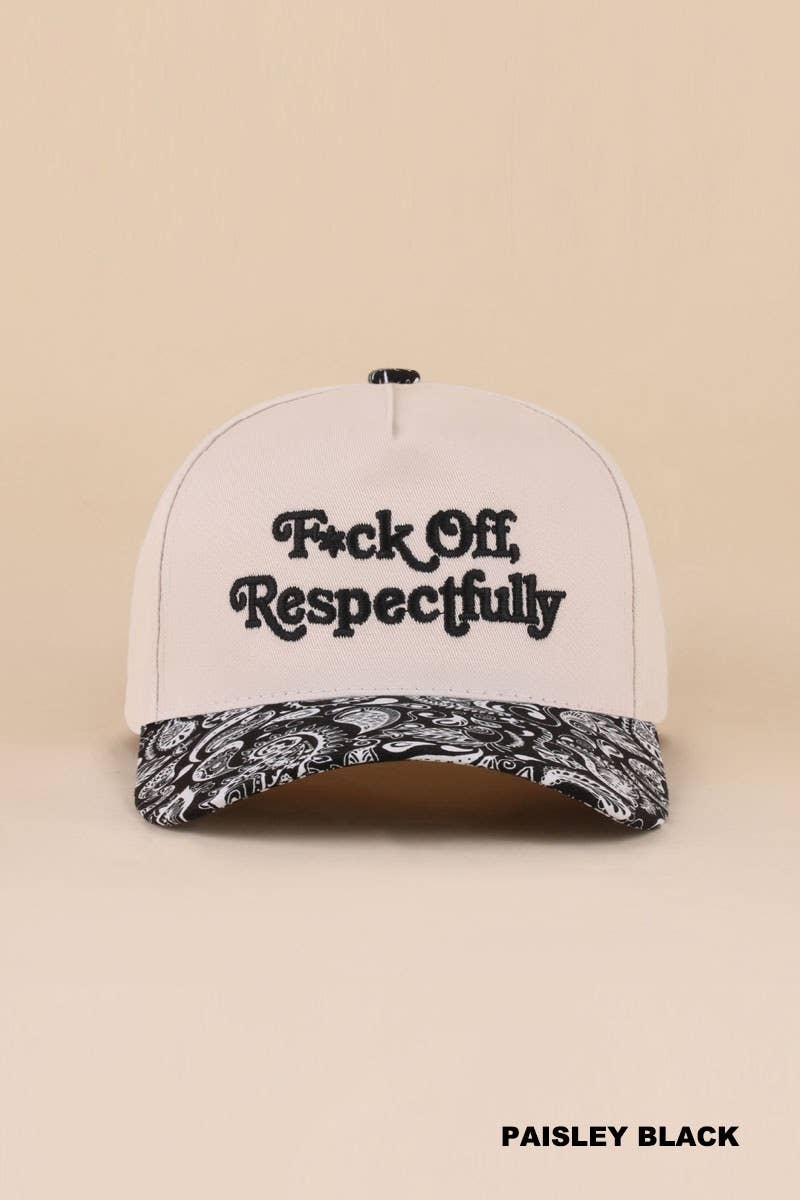 Fxck Off, Respectfully Two Tone Canvas Cotton Cap