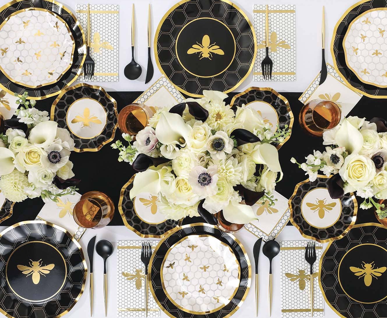 4306. Black & Gold Bella Assorted Plastic Cutlery/24pc, Service for 8