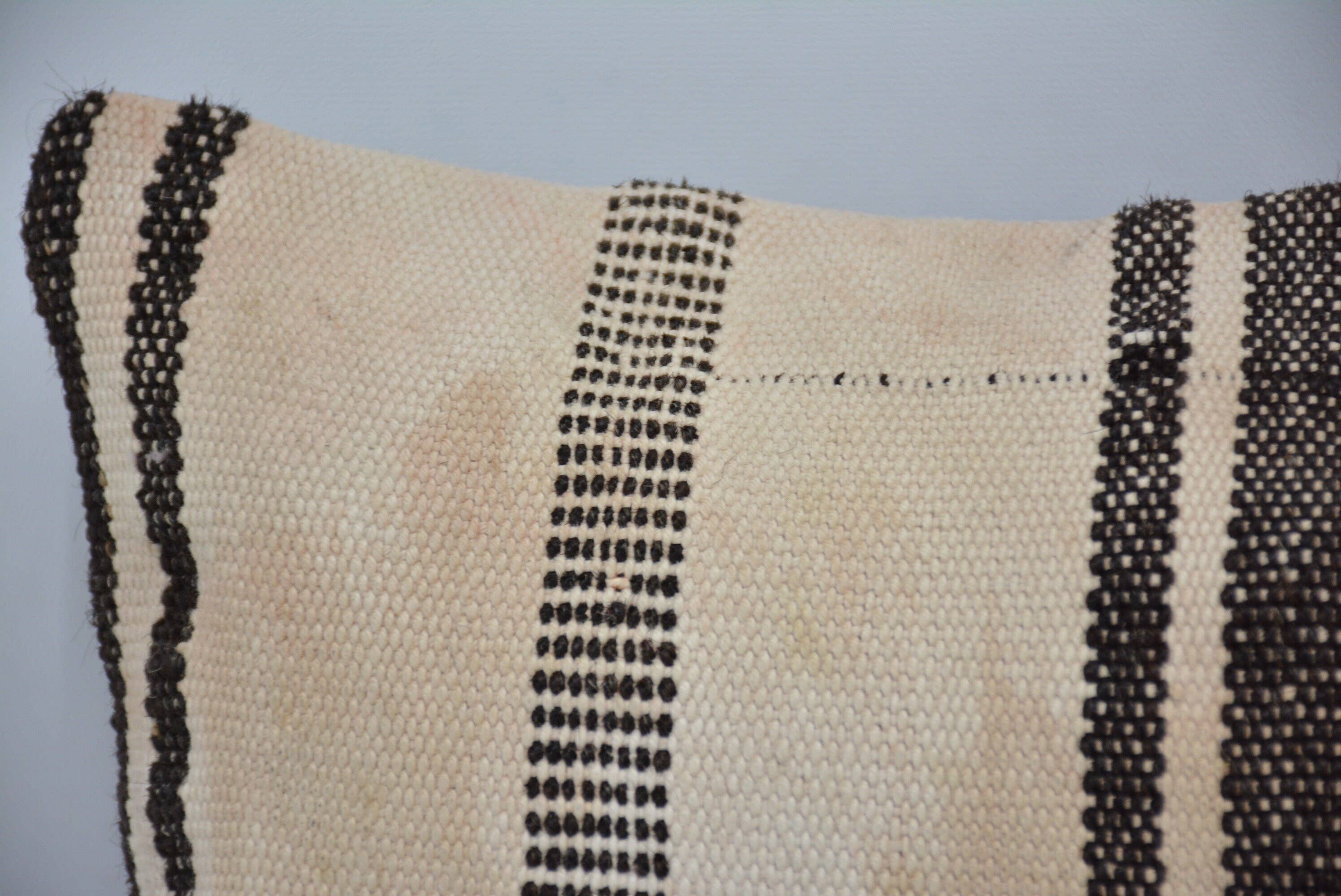 7113. Handmade Kilim Striped Throw Pillow Cushion 8x16