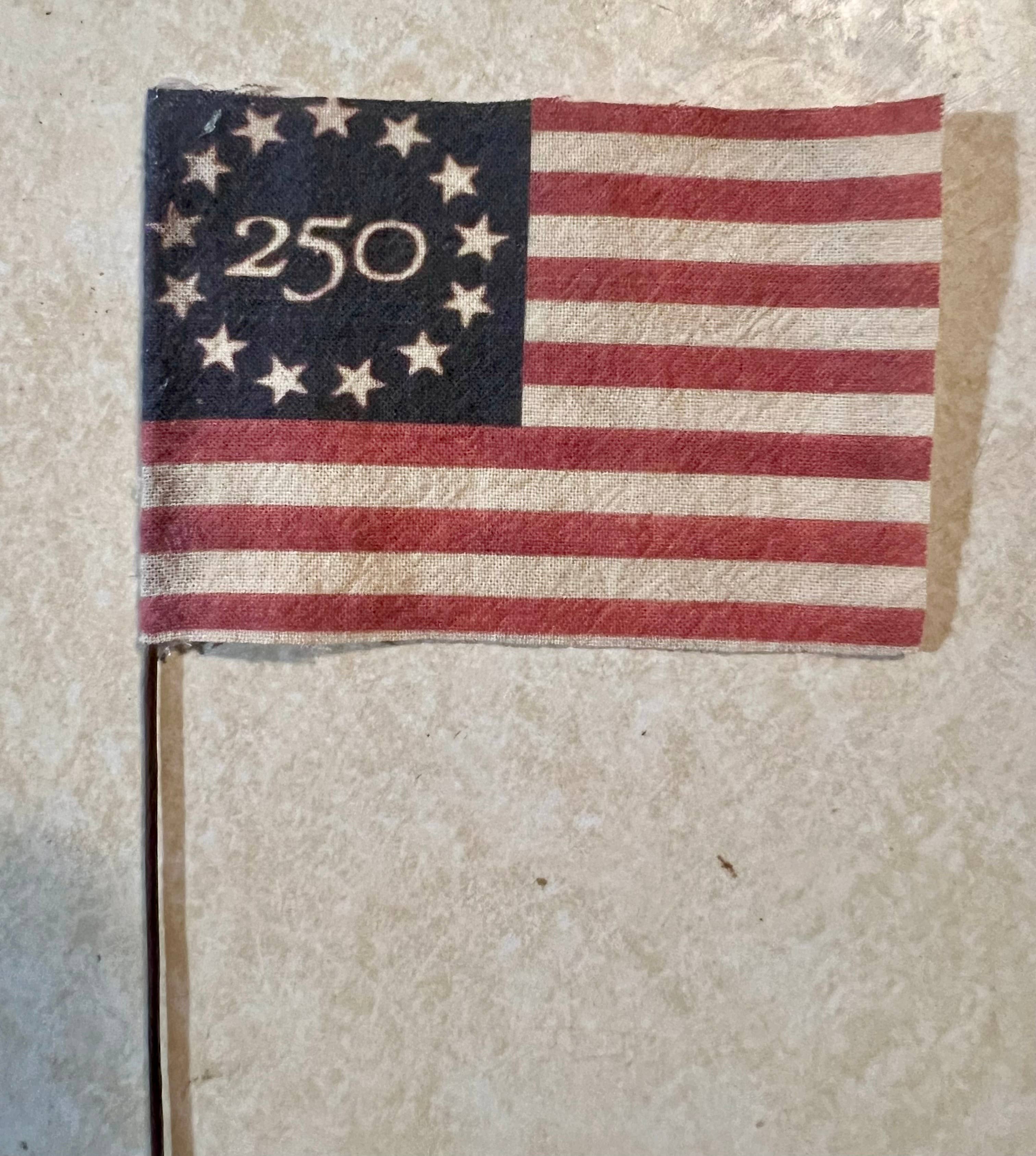 6359. Primitive handmade Americana mini flags set of 6