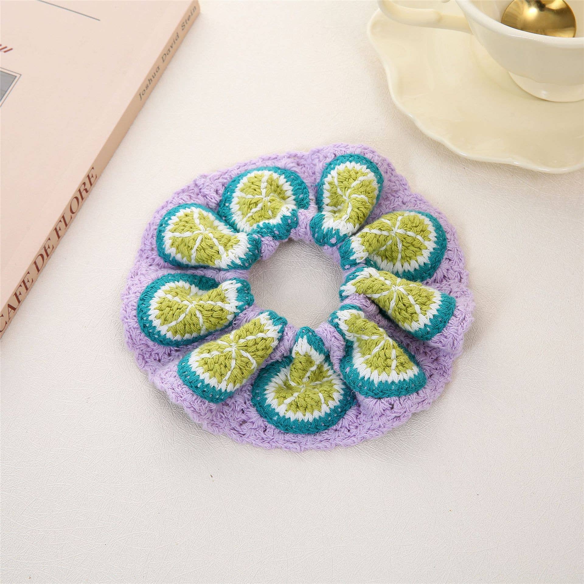 Bohemian Hand-knitted Crochet Flower & Fruit Hair Tie