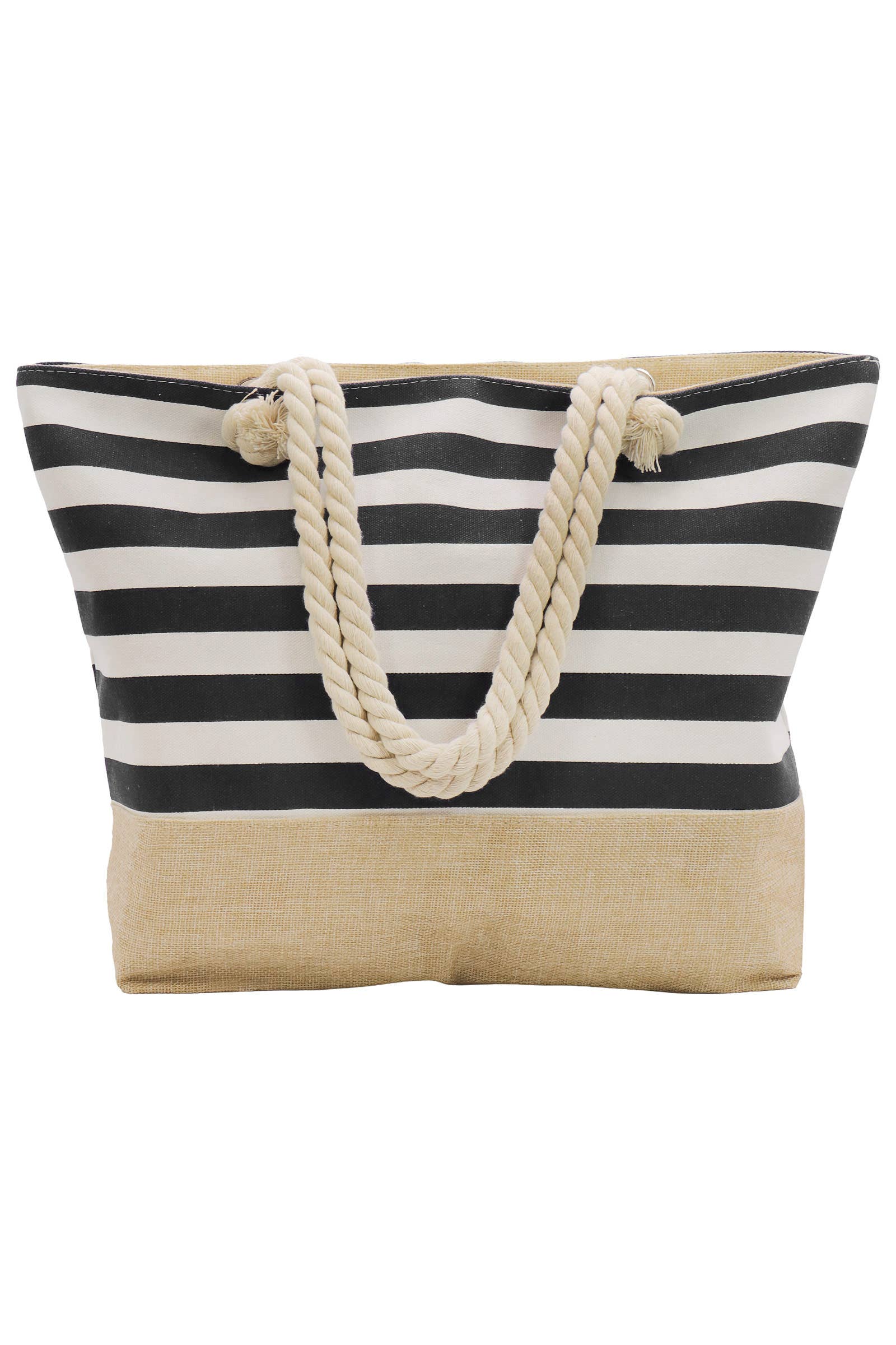 6208. Nautical Harbor Stripe Rope Handle Tote Bag