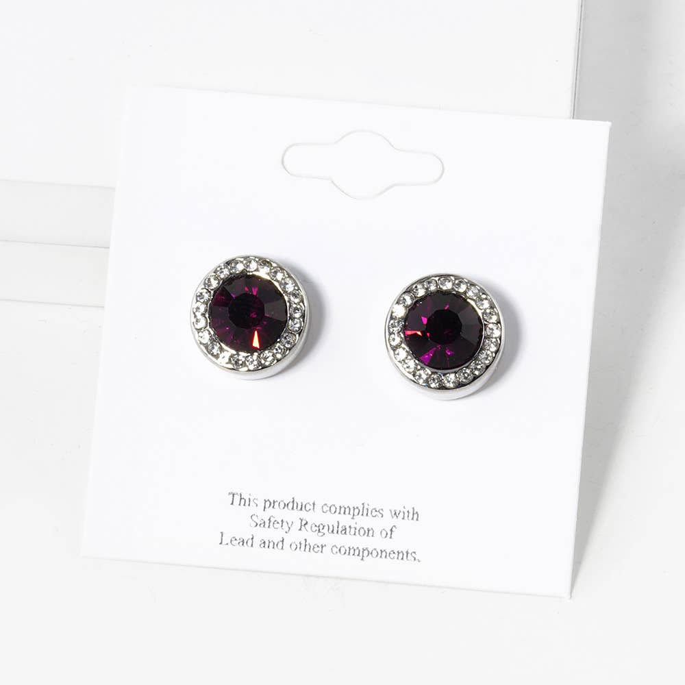 Round Crystal Halo Stud Earrings