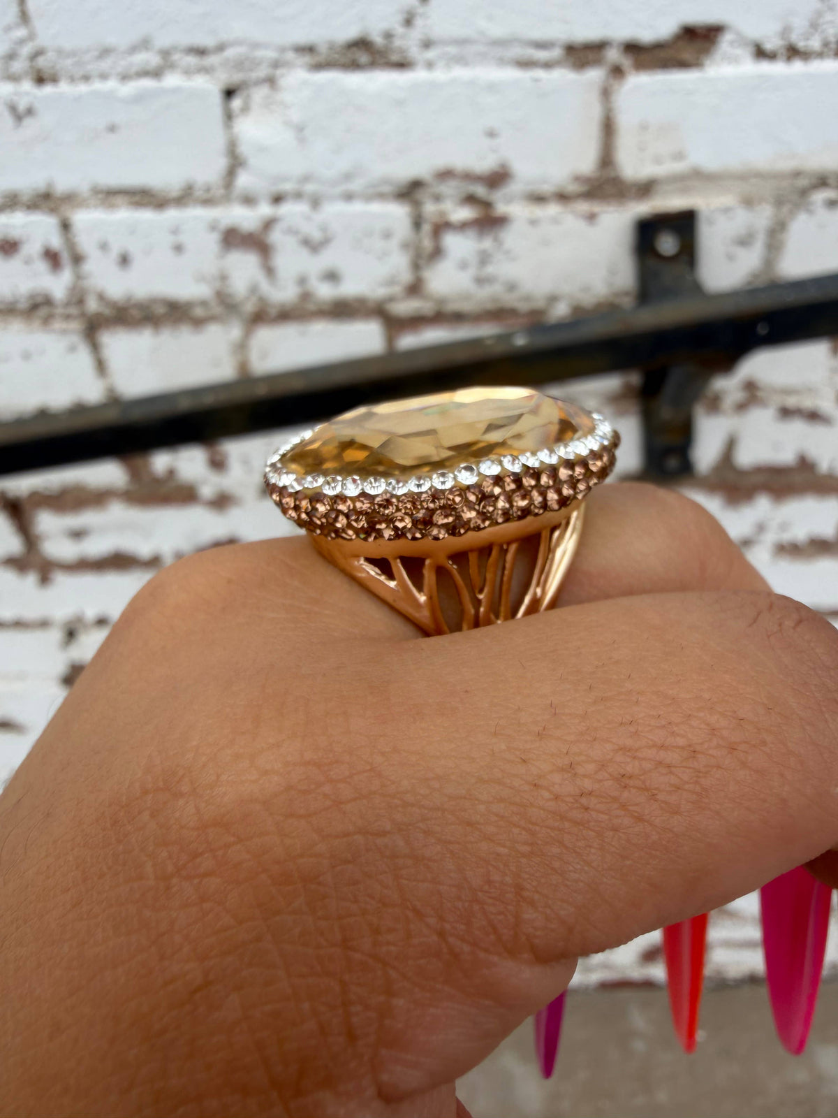 The Goldie Oval Crystal Pavé Ring
