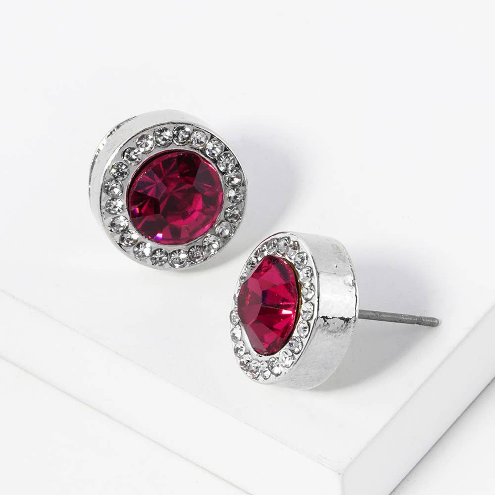 Round Crystal Halo Stud Earrings