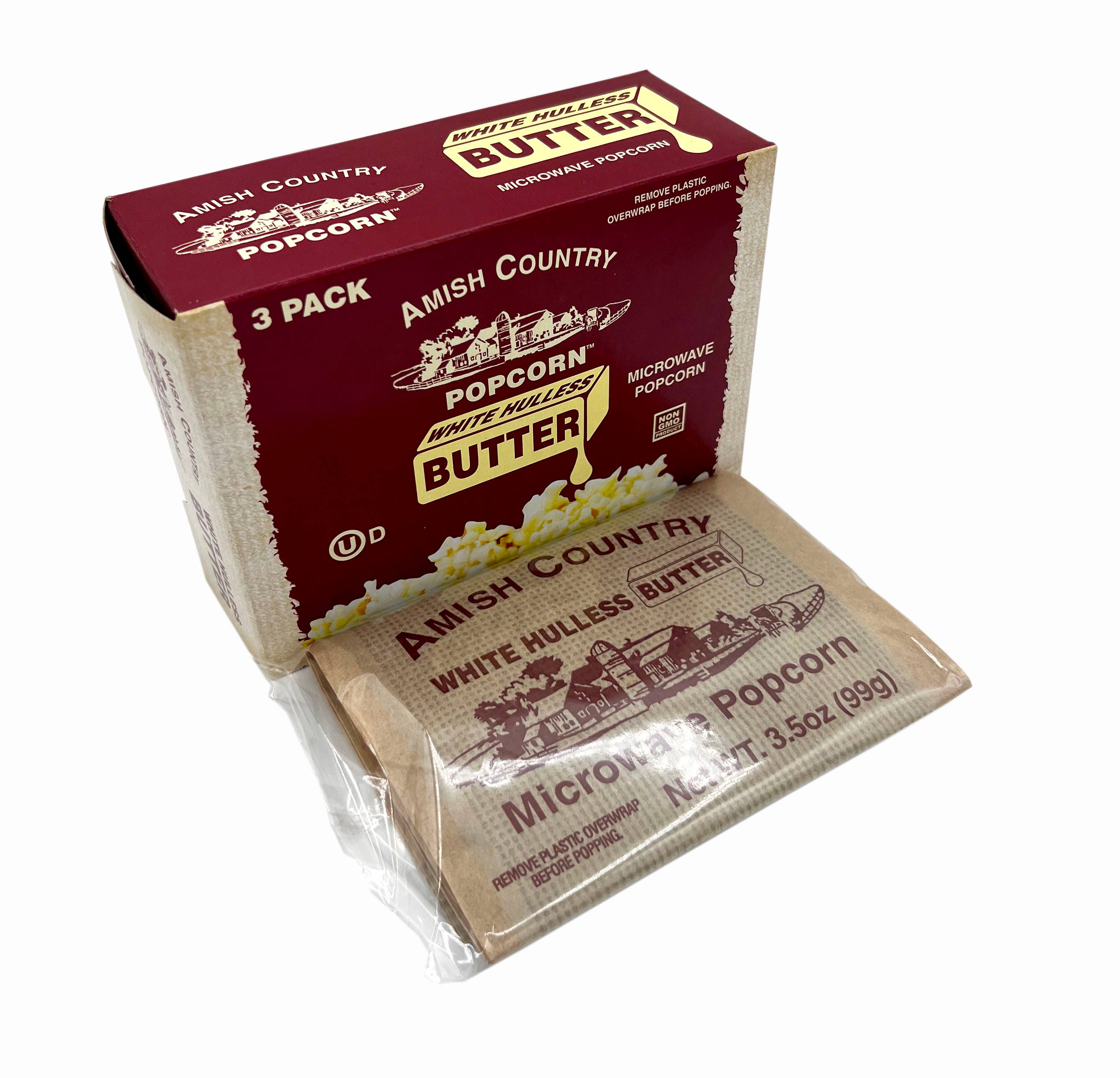 8105. 3pk Microwave Buttery White HULLESS Popcorn