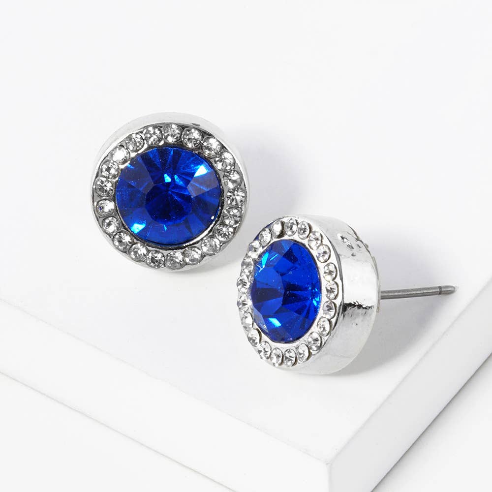 Round Crystal Halo Stud Earrings