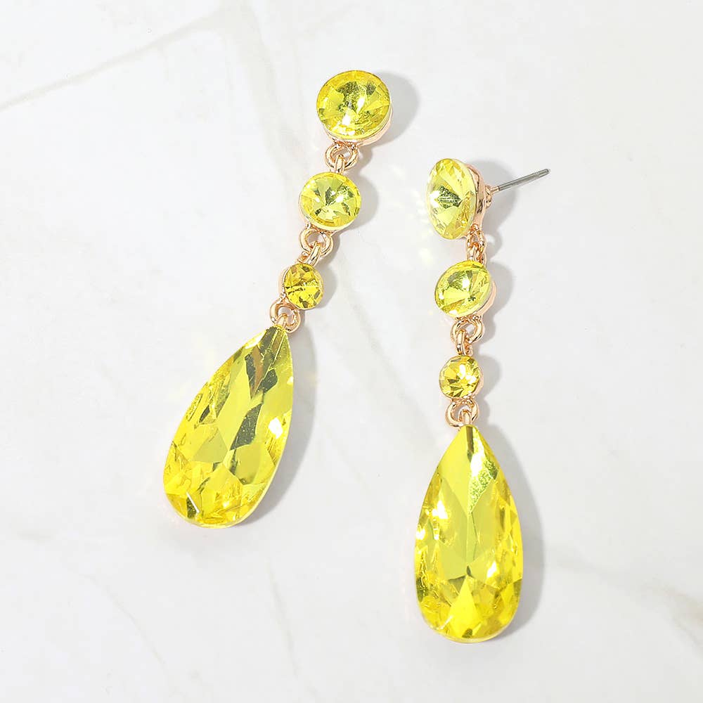 Elegant Multi Faceted Crystal Dangle Statement Earrings