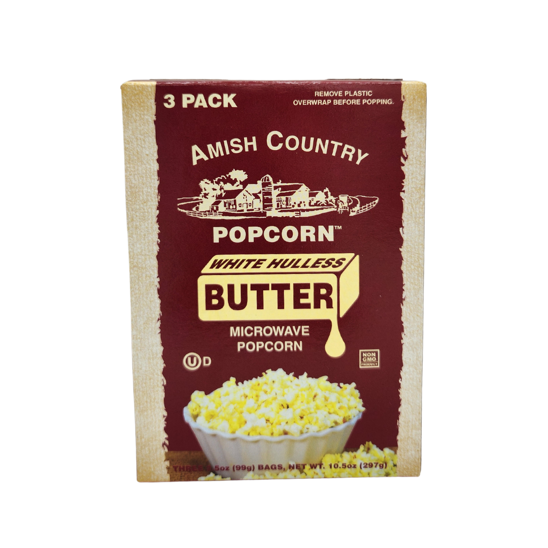 8105. 3pk Microwave Buttery White HULLESS Popcorn