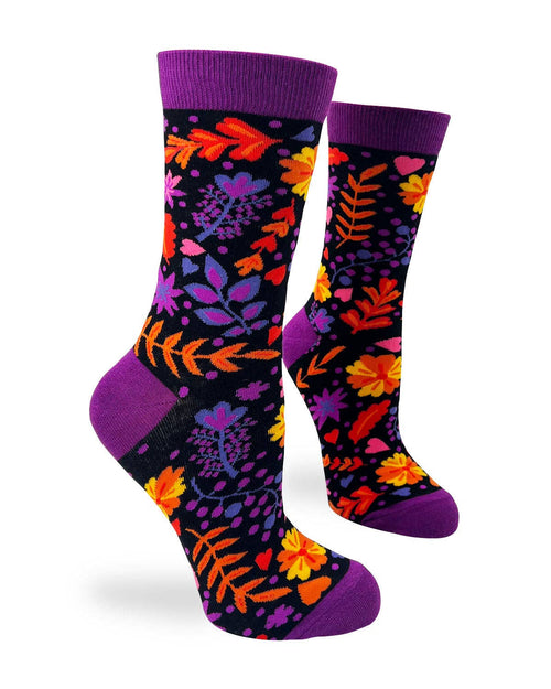 8625. Autumn Floral Women's Crew Socks