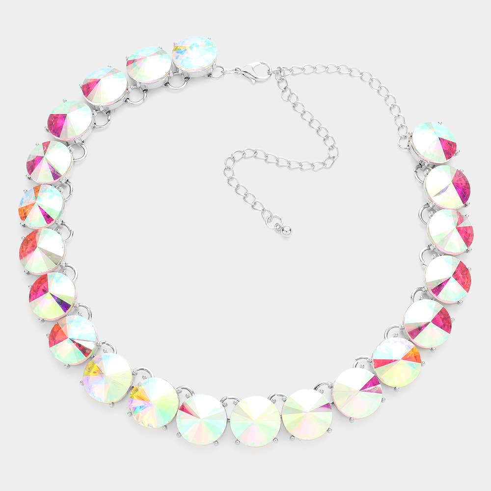 Round Stone Link Evening Necklace
