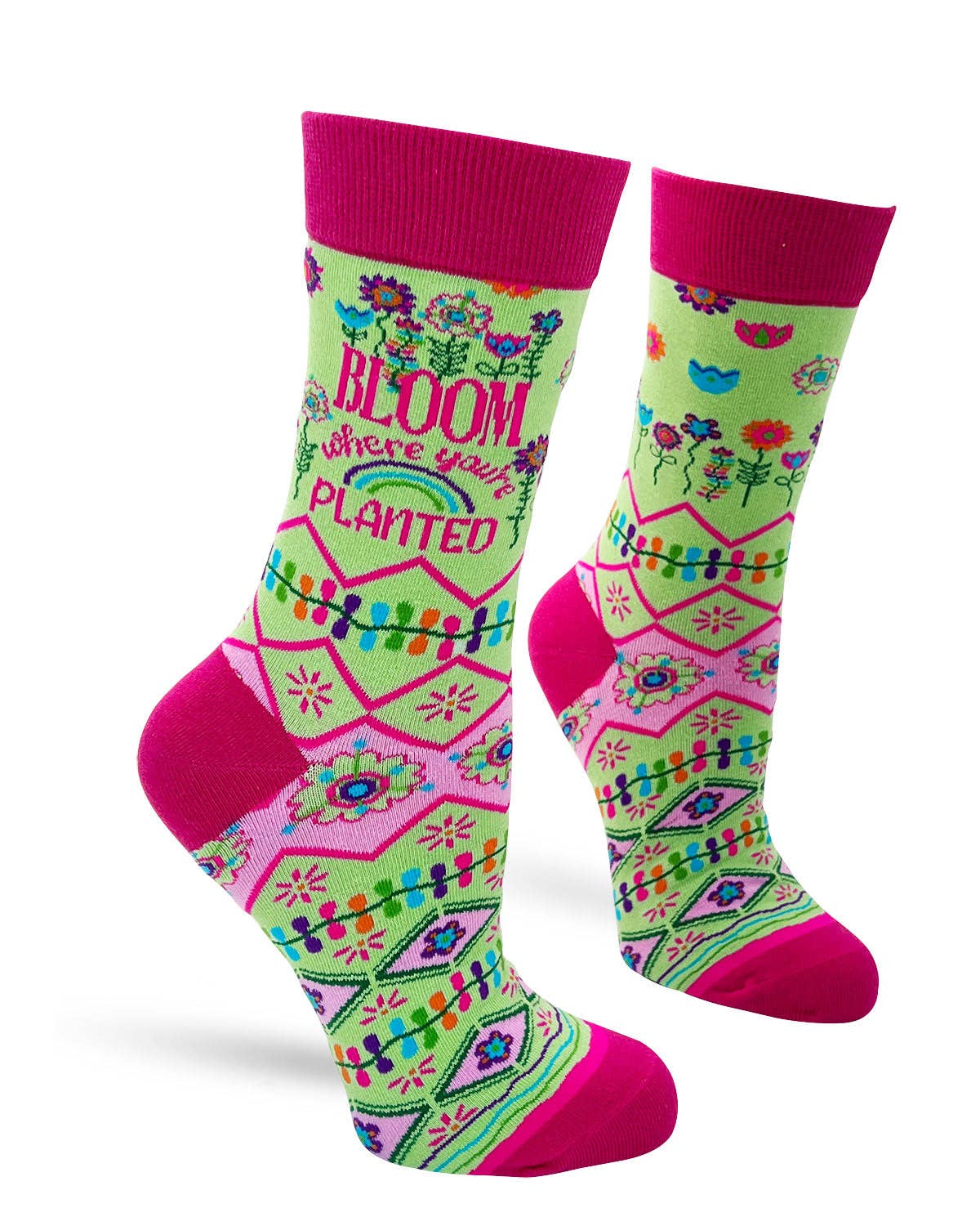 8608. Bloom Where You're Planted Women's Crew Socks