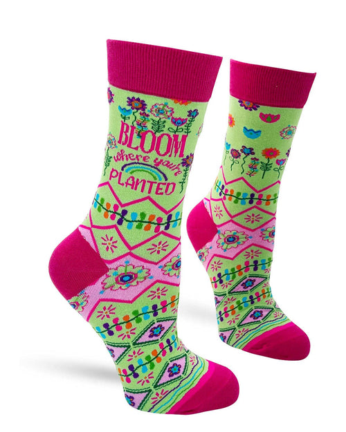 8608. Bloom Where You're Planted Women's Crew Socks