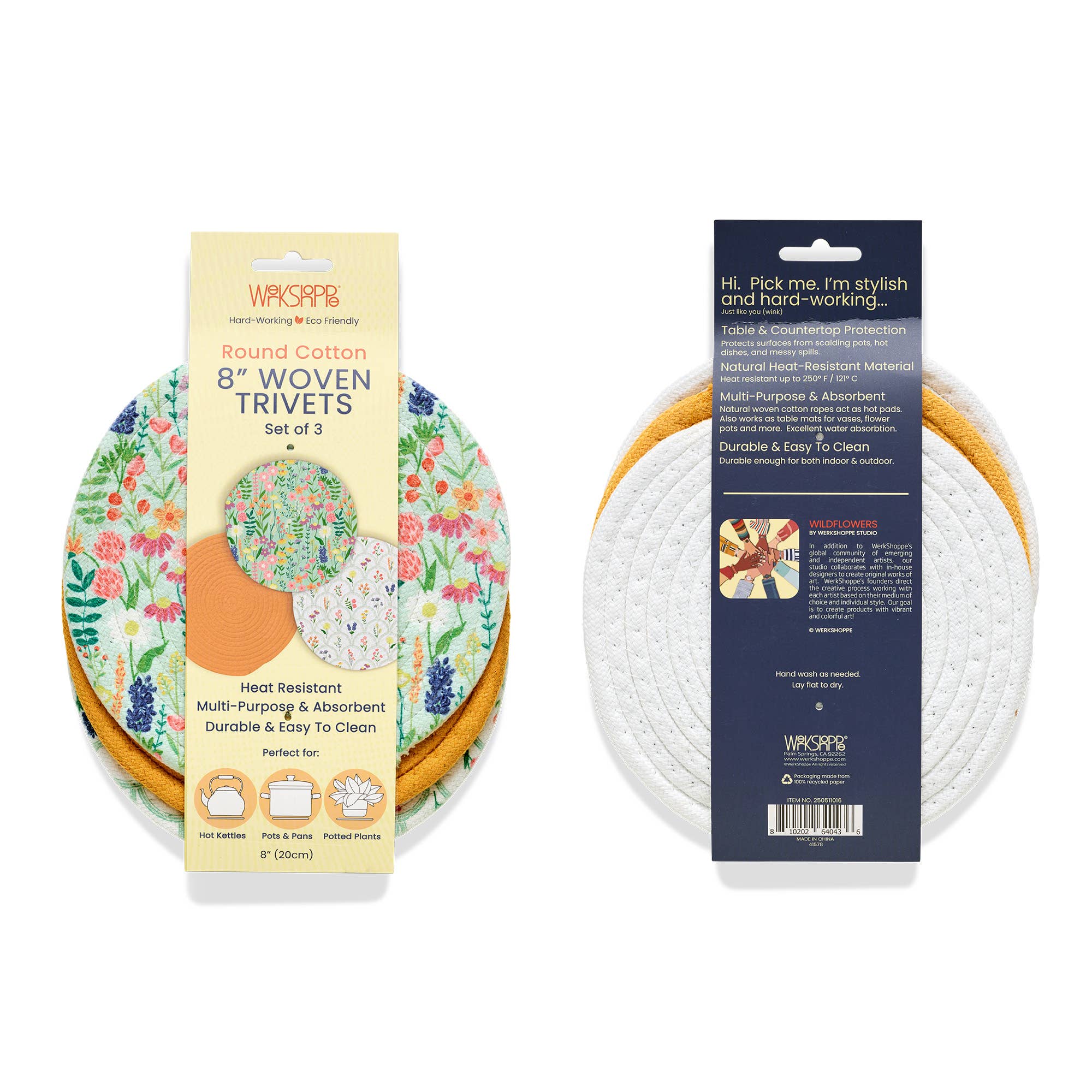 Wildflowers Cotton Kitchen Trivets, Spring Decor and Gift