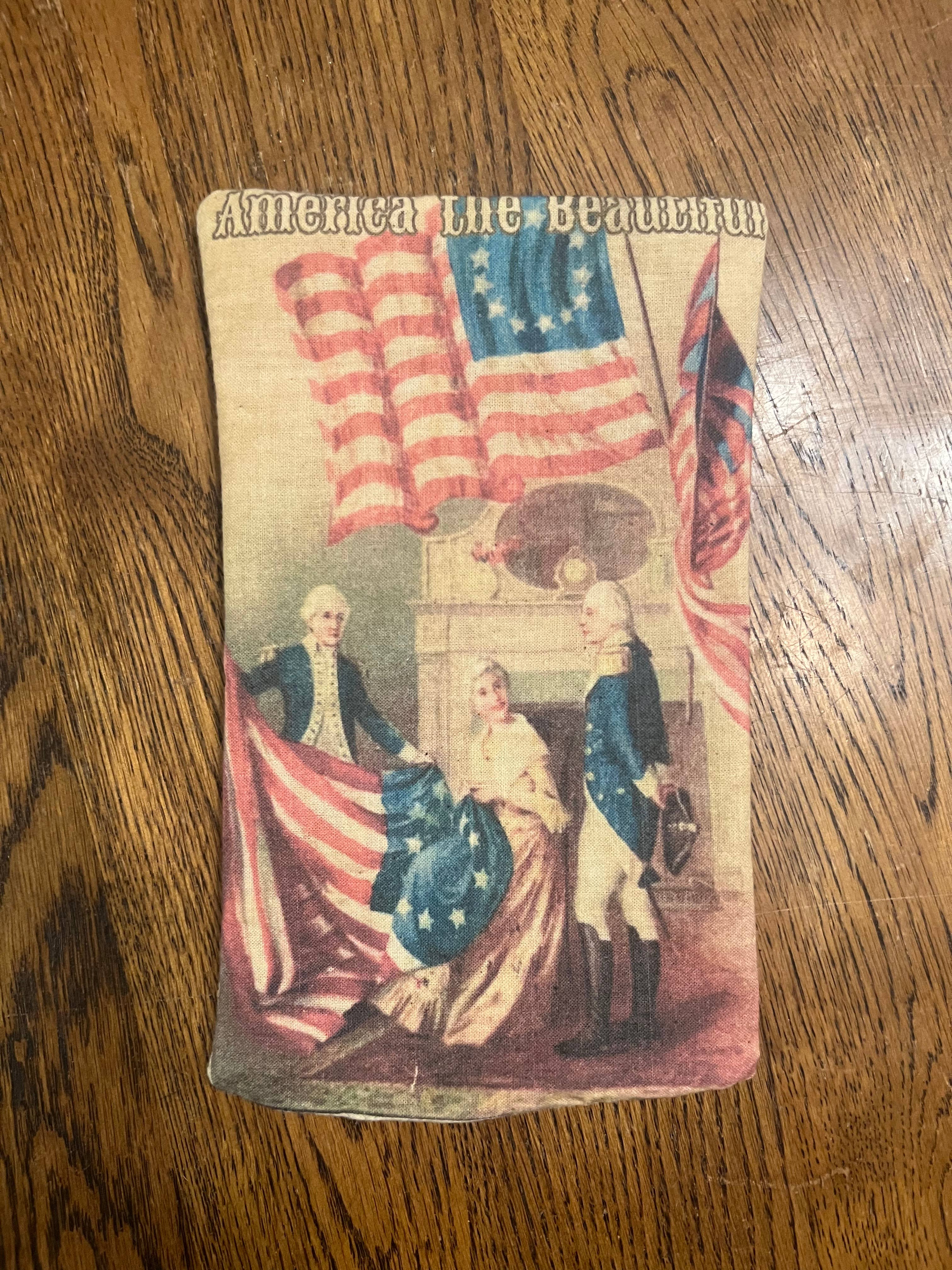 6360. Primitive handmade Printed Americana 5x7" stuffed pillows