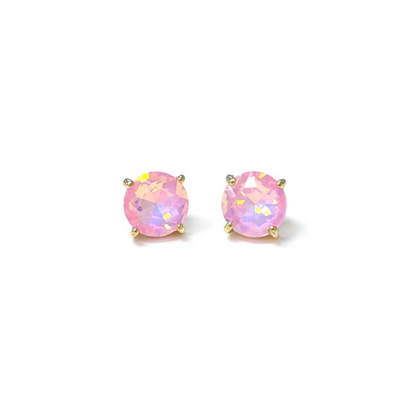 Sterling Silver S925 Post Round Glass Stud Earrings 10mm