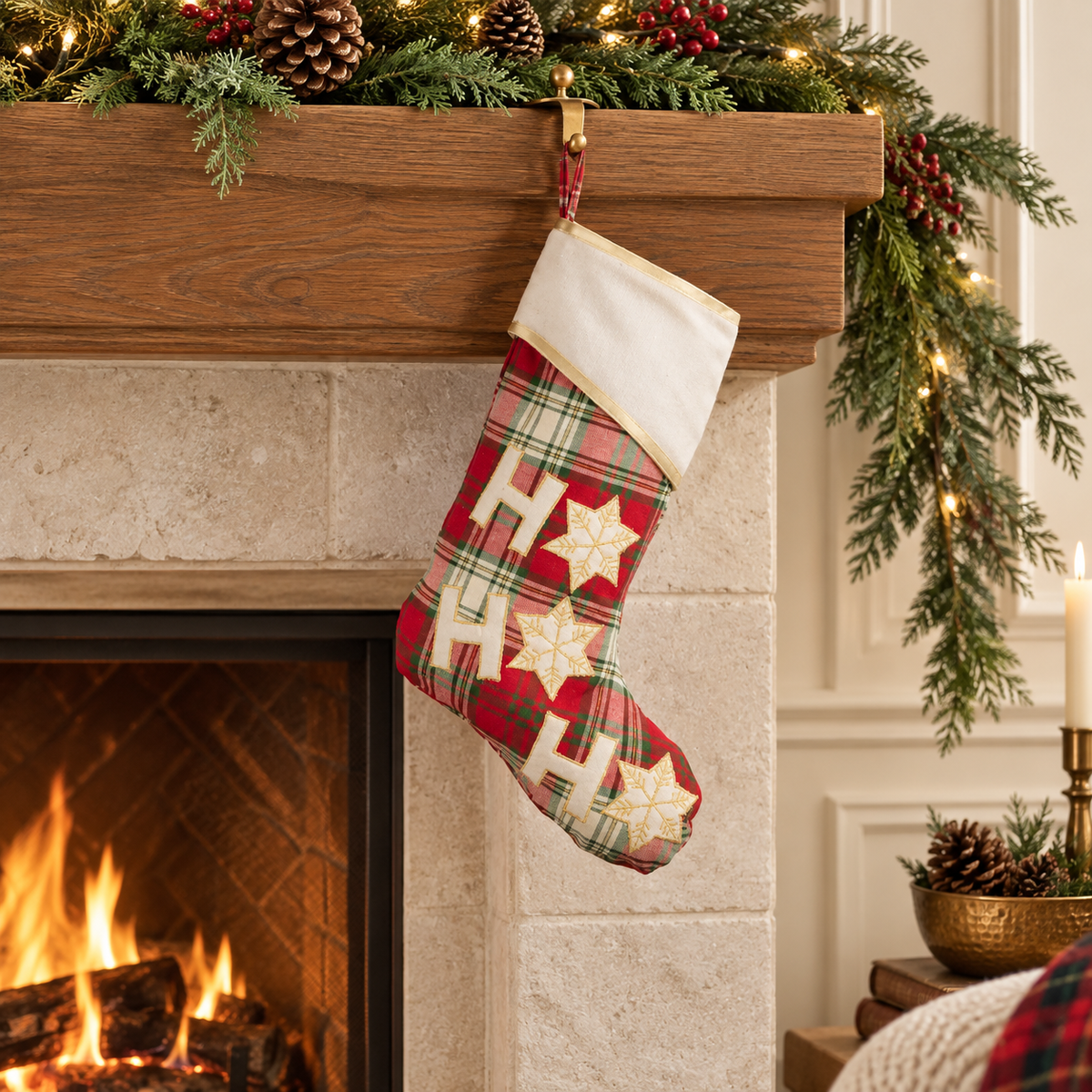 HO HO Christmas Stocking 11x15