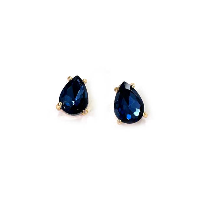 Sterling Silver S925 Post Teardrop Glass Stud Earrings