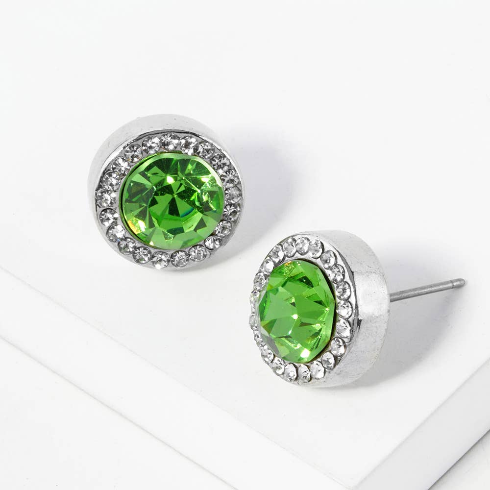 Round Crystal Halo Stud Earrings