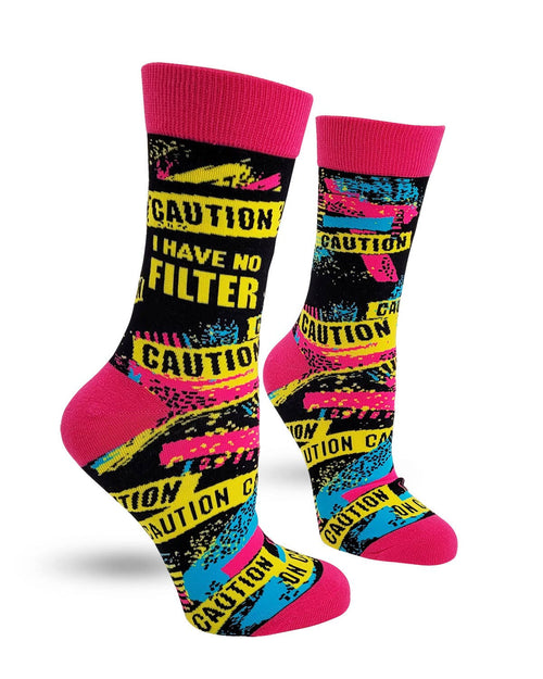 8616. Caution I Have No Filter Women's Crew Socks
