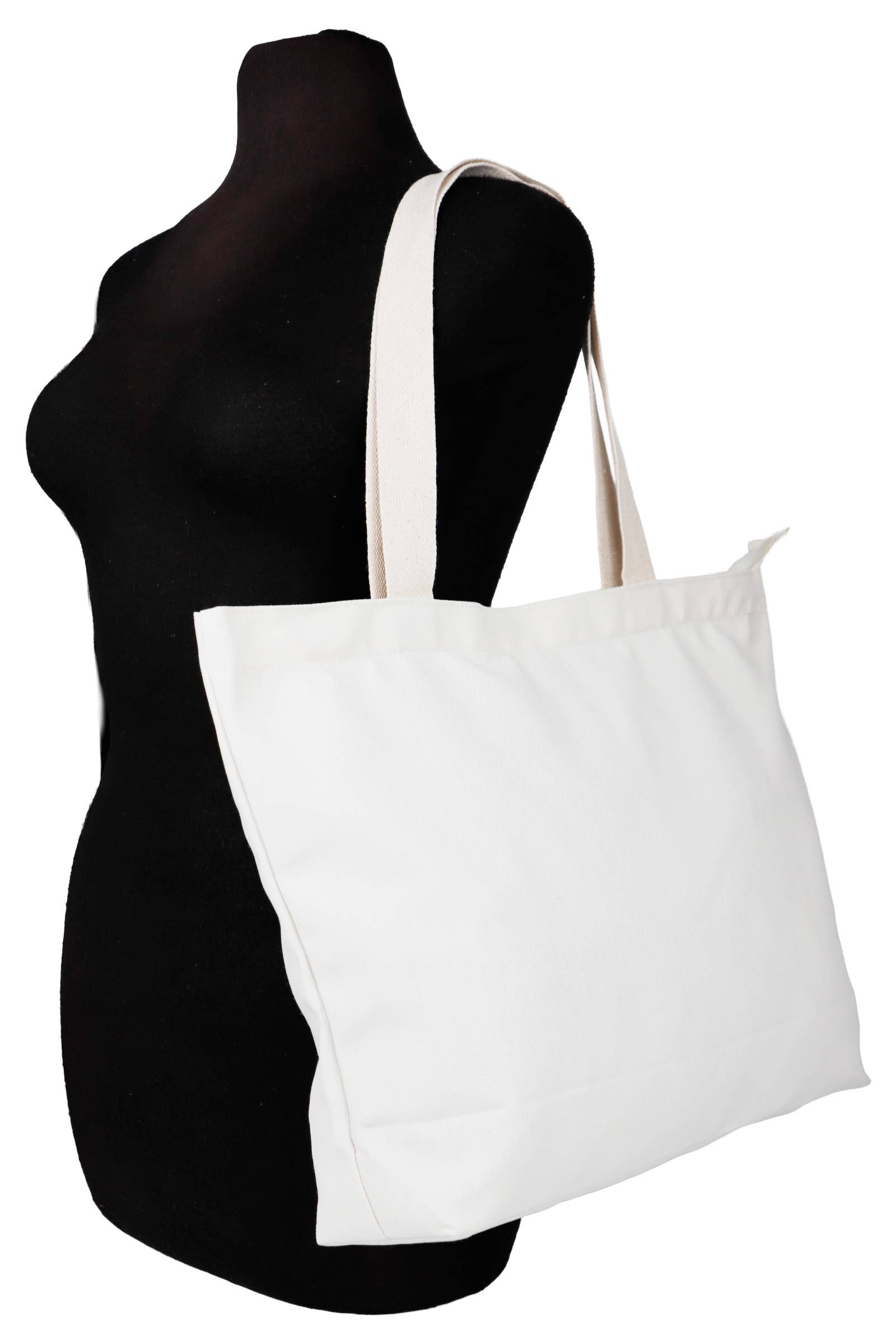 6206. Plain Blank Versatile Zippered Wide Canvas Tote Bag