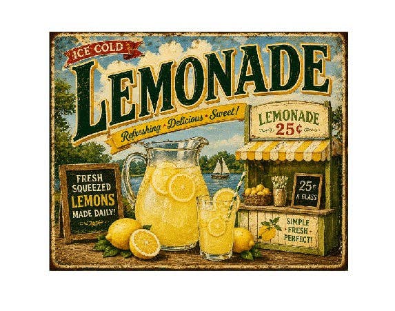 MS711 Vintage Style Metal Sign Lemonade