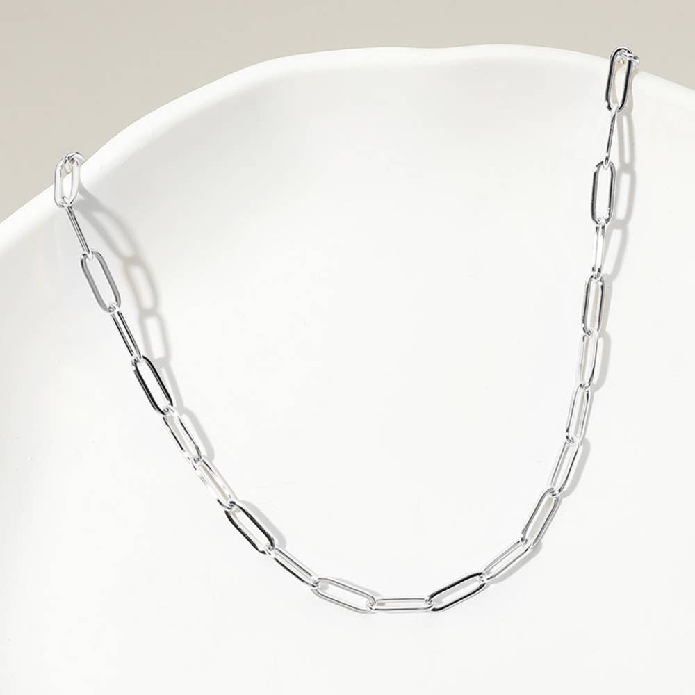 Stainless Steel 14K Gold Plated Paperclip Chain Necklace