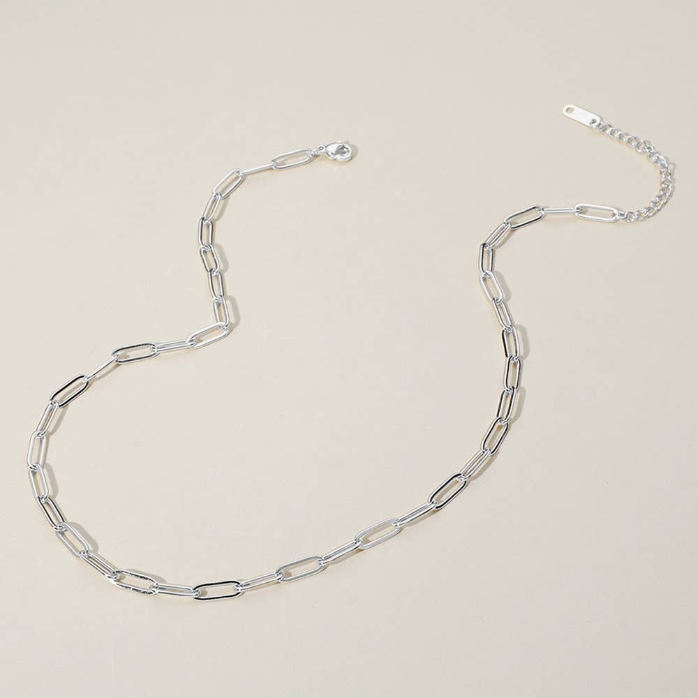 Stainless Steel 14K Gold Plated Paperclip Chain Necklace