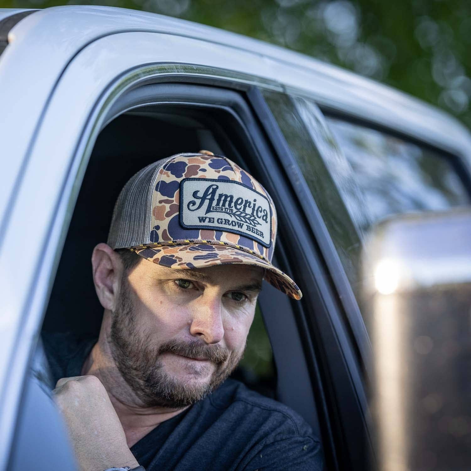American Cattle Co - We Grow Beer Hat-Old School Camo