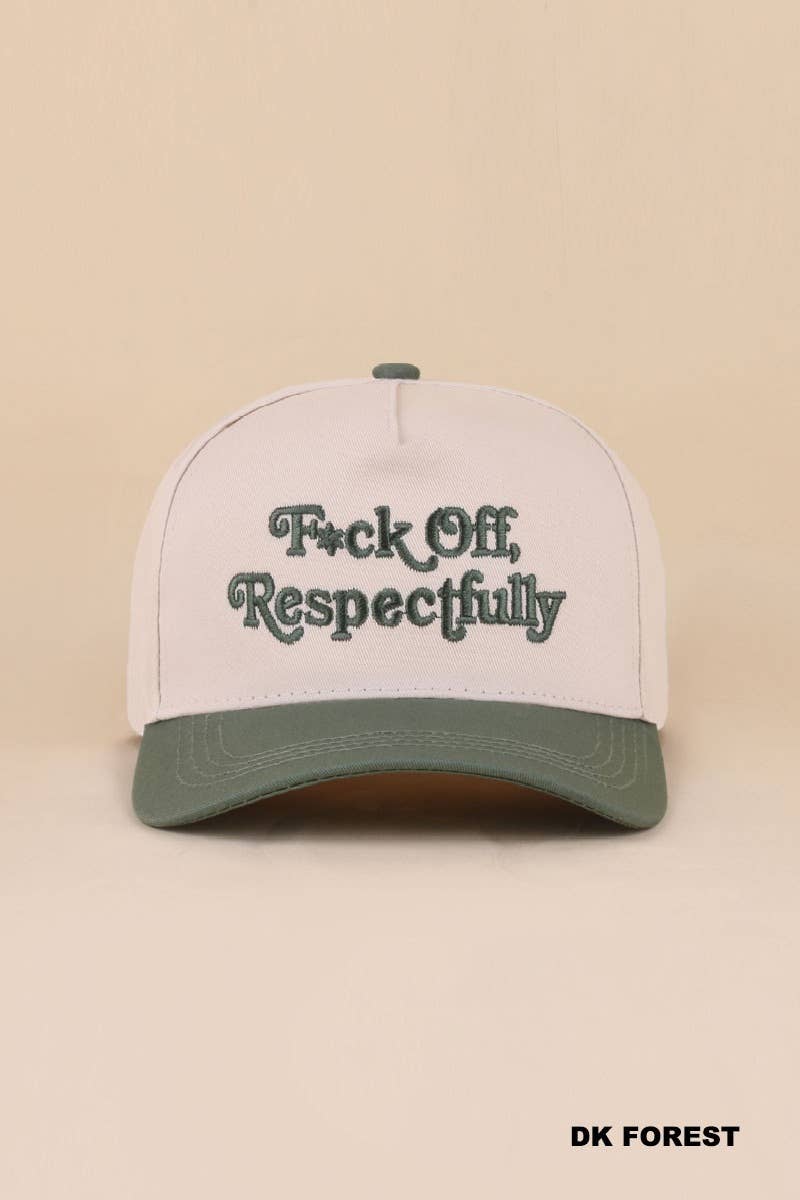 Fxck Off, Respectfully Two Tone Canvas Cotton Cap