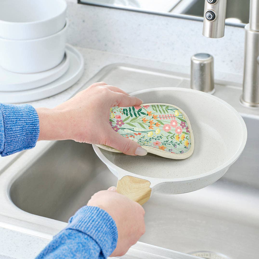 Wildflowers Microfiber Scrubbie Set, Dual-Side Cleaning Pads
