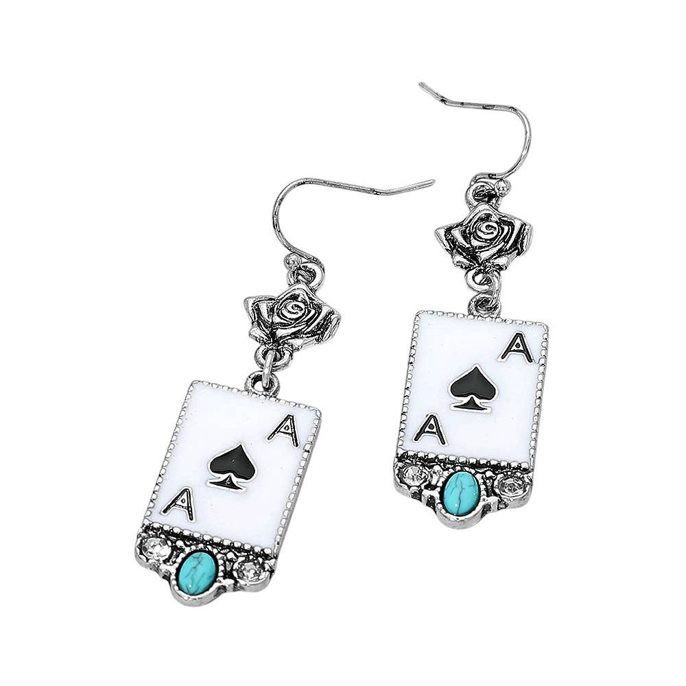 Vintage Boho Playing Card Drop Earrings