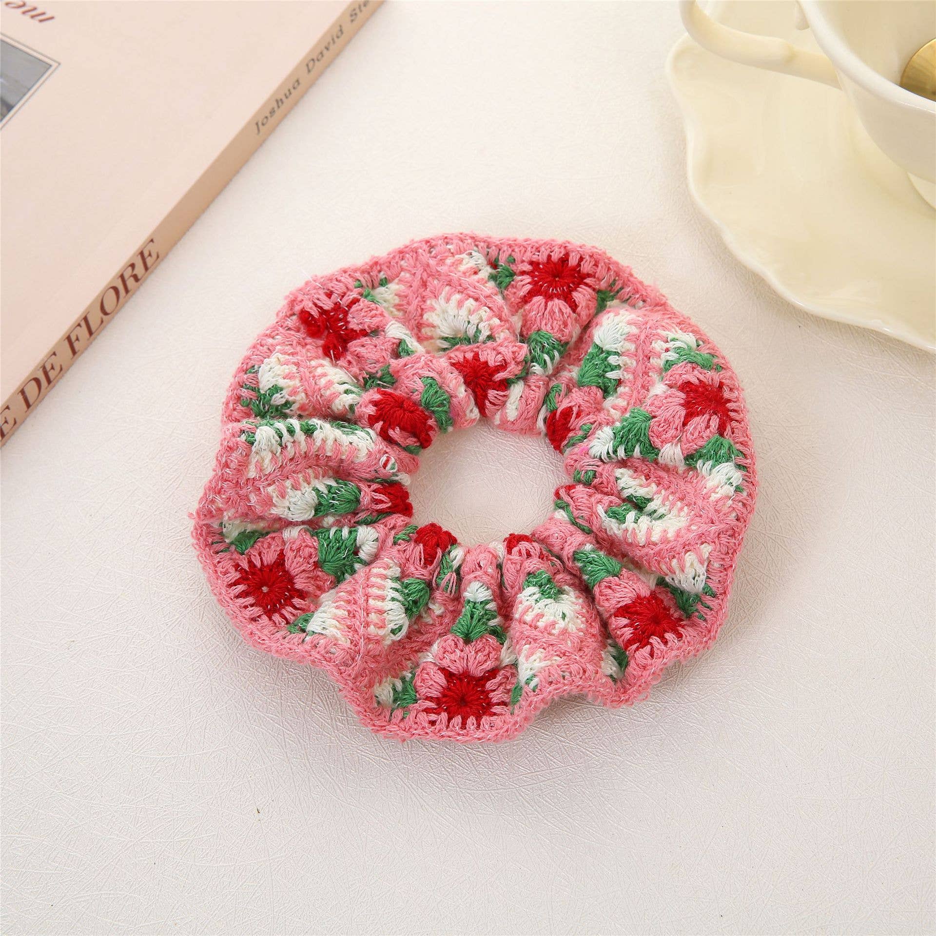 Bohemian Hand-knitted Crochet Flower & Fruit Hair Tie
