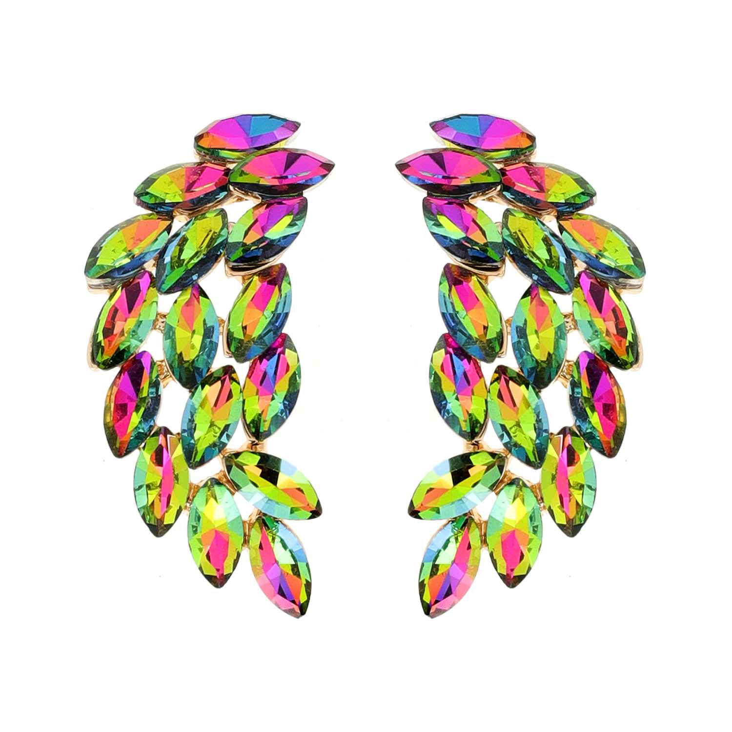 Marquise Gem Leaf Cluster Wing Earrings