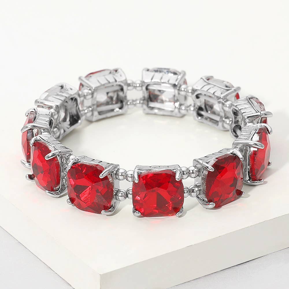 Cushion Square Stone Stretch Evening Bracelet