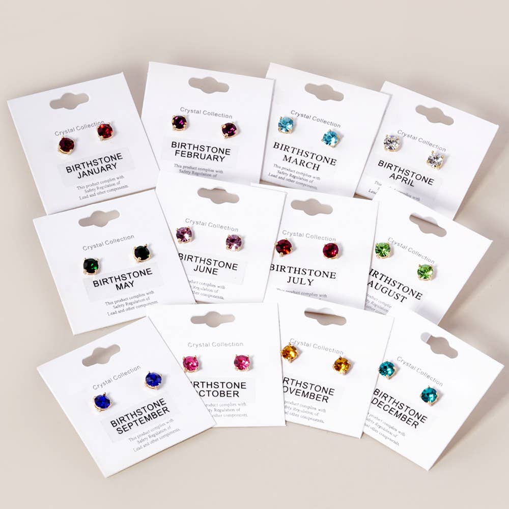 12Pairs - Birthday Stone Cluster Stud Earrings