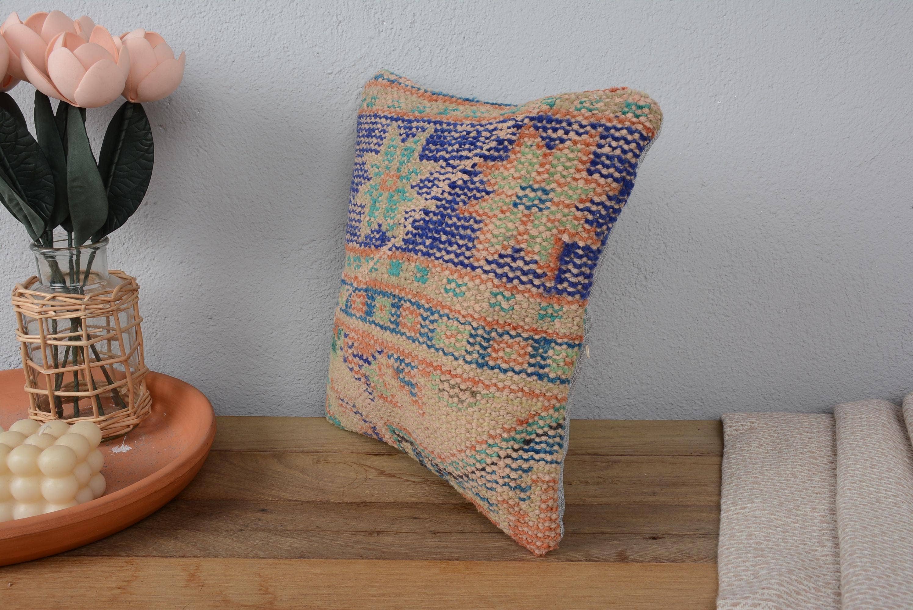 Turkish Kilim 12x12 Boho Sham & Green Pillow Cover