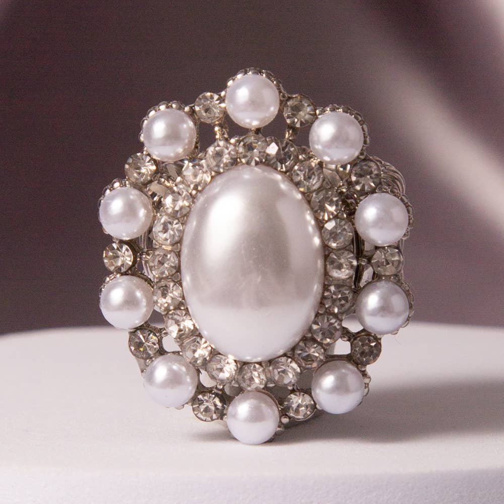 Oval Crystal Sunburst Double Halo Stretch Ring
