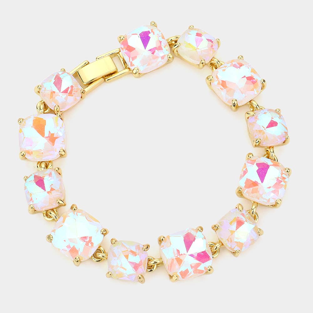 Cushion Square Stone Link Evening Bracelet