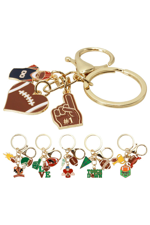 6303. Assorted Football Enamel Charm Cluster Key Chain