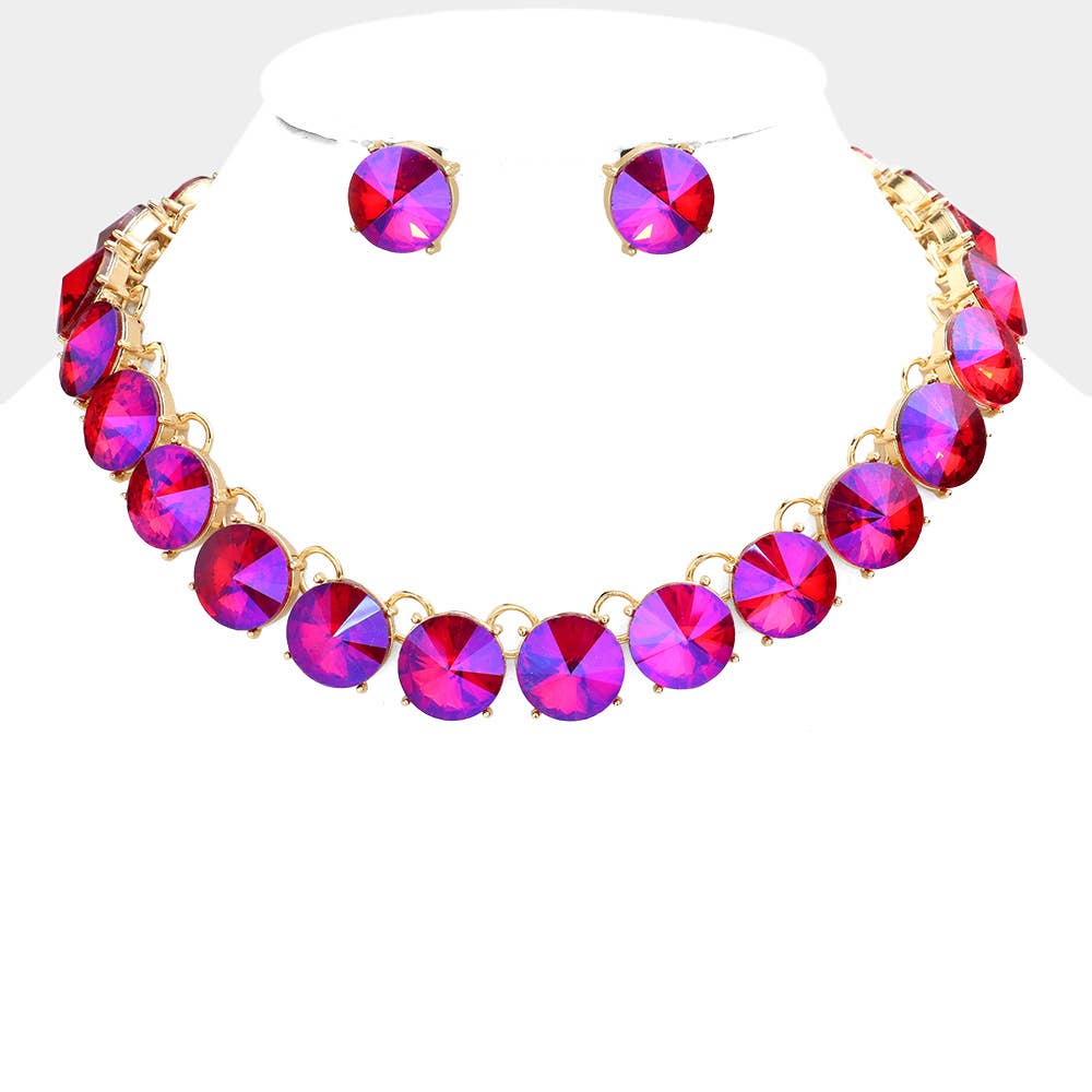 Round Stone Link Evening Necklace