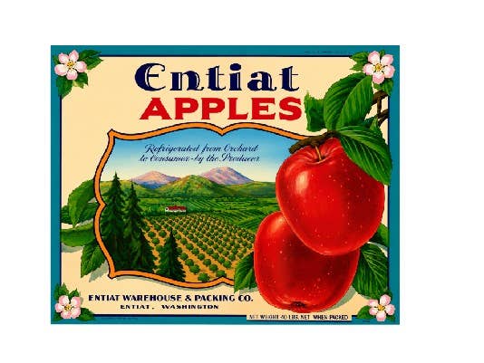 MS145 Vintage Crate Label Metal Wall Decor Apples Entiat