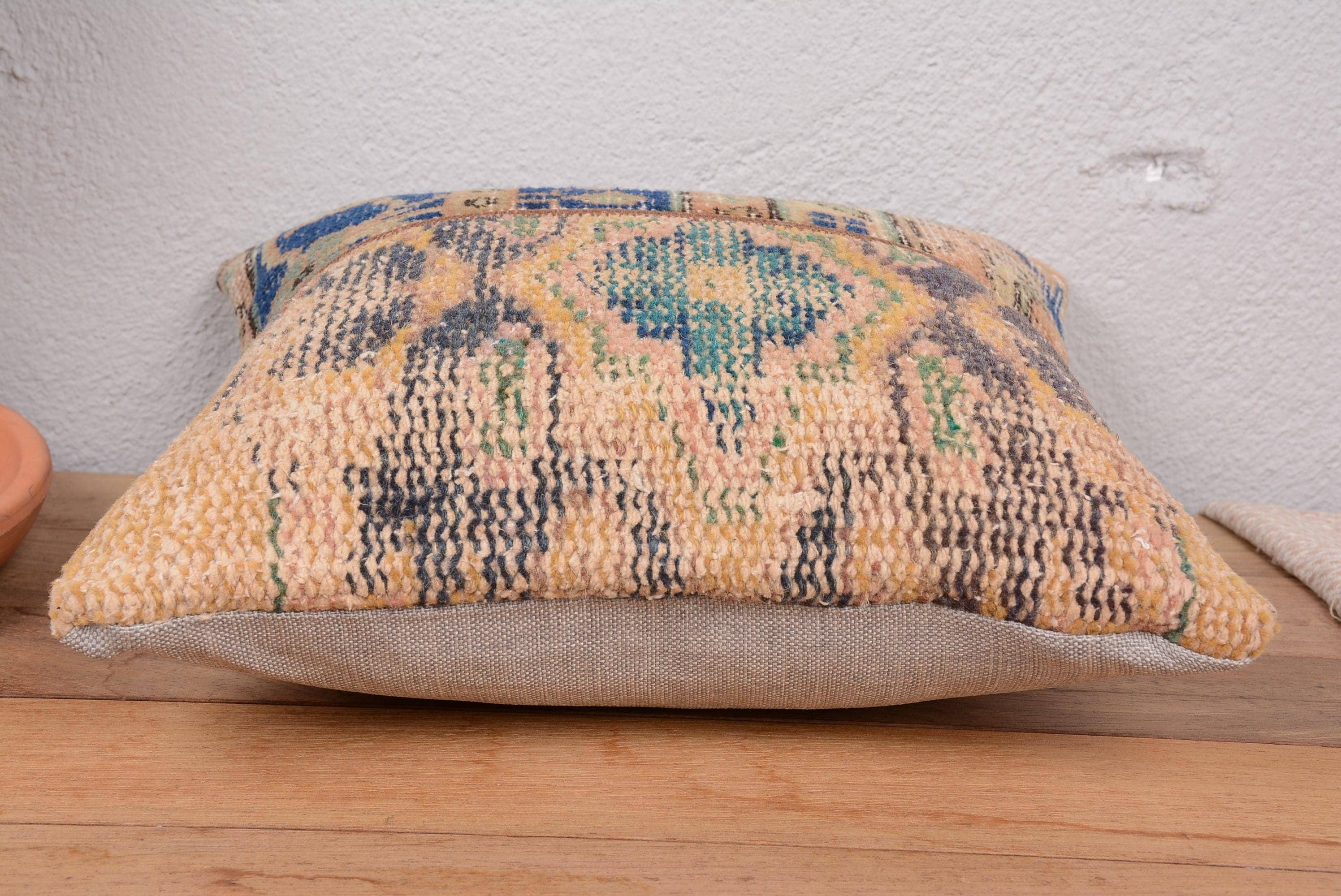 Sofa Kilim Cushion Sham 14x14 Vintage Patchwork Textured